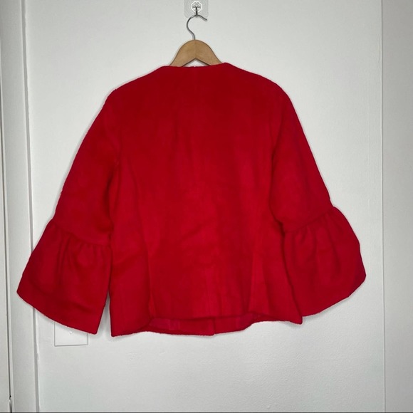 Jessica London Wool Button Down Jacket Bell Sleeve Red Coat - Picture 8 of 12